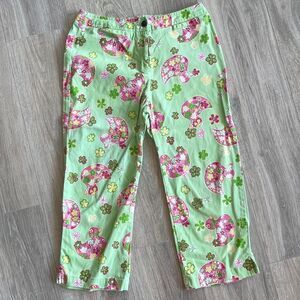 Vintage Y2K Duck Head Green Floral Capri Pants with Ducky Design Preppy READ